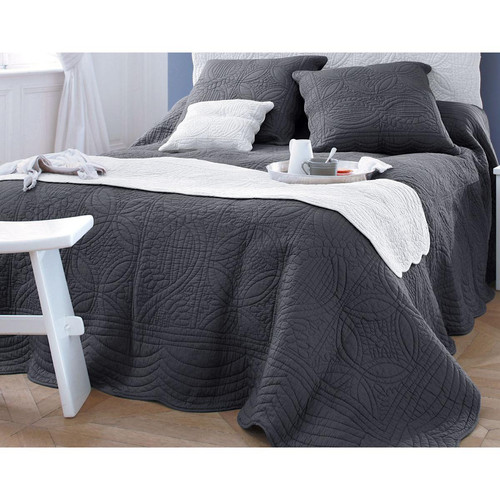 Becquet - Tête de lit en boutis uni coton Becquet - Gris - Promo La Literie Design