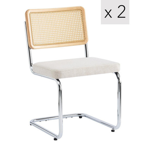 Nordlys - Lot de 2 chaises industrielles metal cannage rotin - beige - La Salle A Manger Design